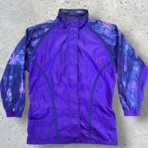 Vintage Lavon 80s Windbreaker Nylon Zip Up Jacket Purple Blue Size Small ***READ - Picture 1 of 12